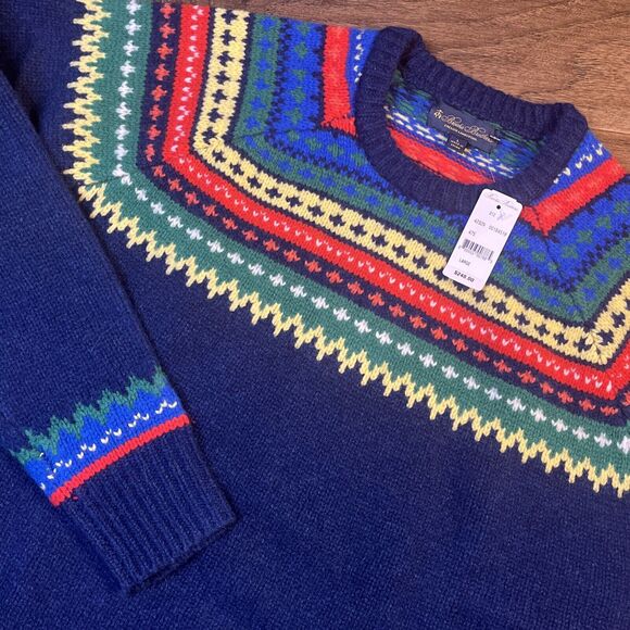 NWT Brooks Brothers Lambswool Sweater Fair Isle Holiday Winter Ski Men’s Large